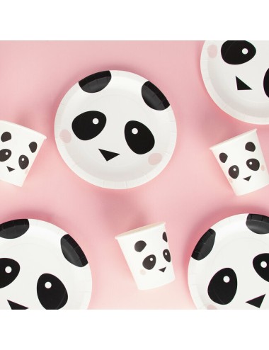 Papieren bordjes panda (8st)