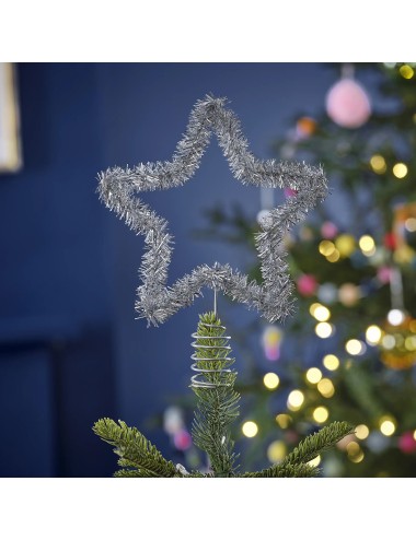 Kerstboompiek Kerstster zilver