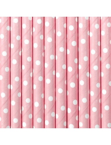 Auto Emuleren kijk in Papieren rietjes roze met witte stippen | Event Musthaves